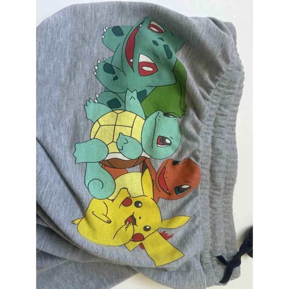 Pokemon Pikachu Bulbasaur Charmander Gray Jogger Sweatpants Size L